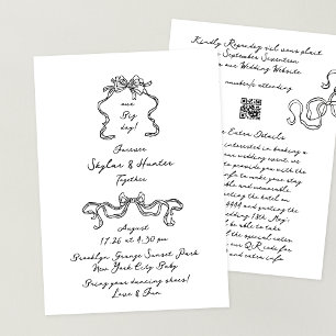 Retro Doodle Ribbon All in one UAwg Detail Hochzei Einladung