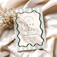 Retro Doodle Wavy Frame Wedding