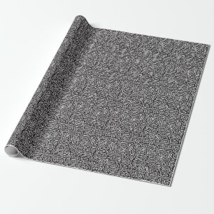 Retro Doodle Wavy Lines: Monochrom Geschenkpapier