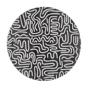Retro Doodle Wavy Lines: Monochrom Schneidebrett