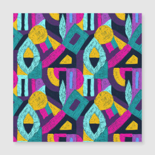 Retro Doodles: geometrische Pop Kunst. Magnetkarte