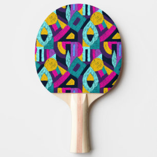 Retro Doodles: geometrische Pop Kunst. Tischtennis Schläger
