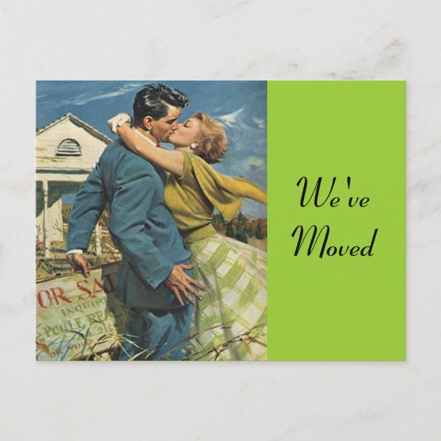 Retro-Doppelbezug auf der Postkarte in neue Adress (Vorderseite)
