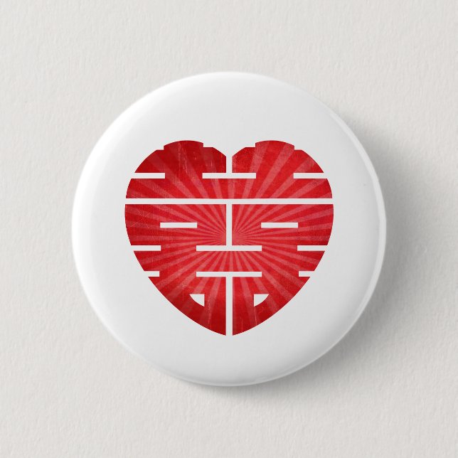Retro doppeltes glückliches Herz Button (Vorderseite)