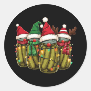 Retro-Dosen-Gurken-Weihnachtslicht-Selbstgemachte Runder Aufkleber