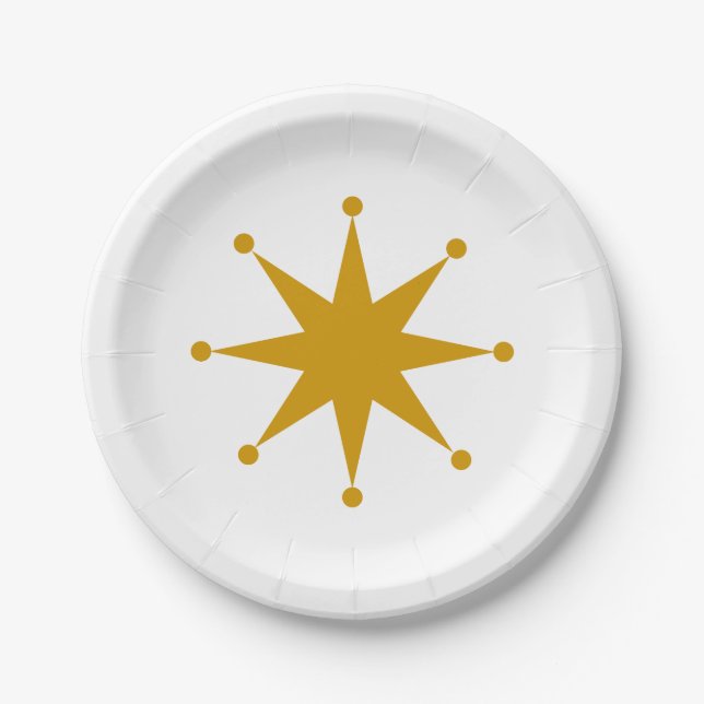 Retro Dot Point-Star-Papiertafel Pappteller (Vorderseite)