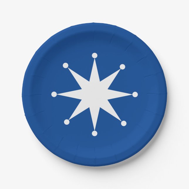 Retro Dot Point-Star-Papiertafel Pappteller (Vorderseite)