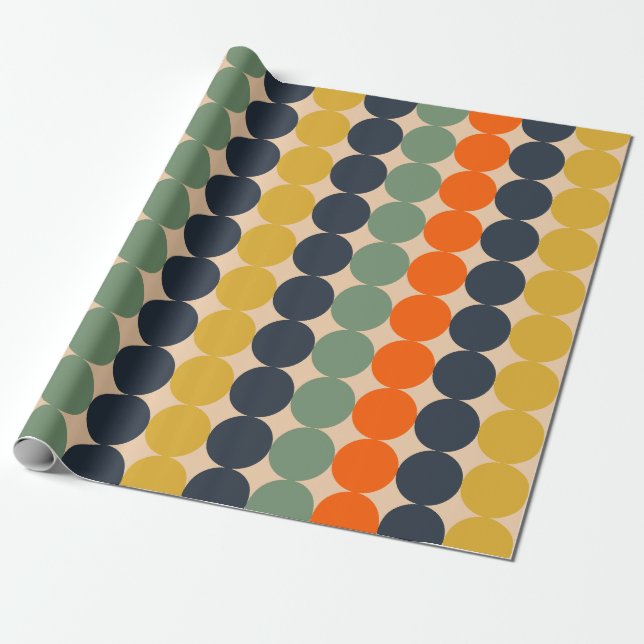 Retro Dot Stripes Vintages Muster - Farbverlaufe Geschenkpapier (Ungerollt)