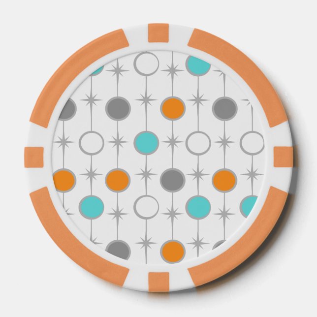 Retro Dots and Sternexplosionen Poker Chip (Vorderseite)