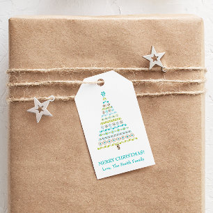 Retro Dots Christmas Tree Frohe Weihnachten Geschenkanhänger