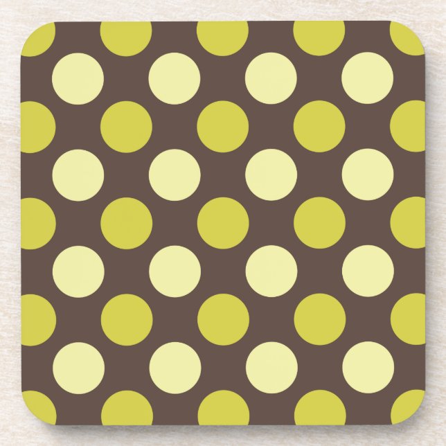"Retro Dots - Schokolade und Limone" Untersetzer (Vorderseite)