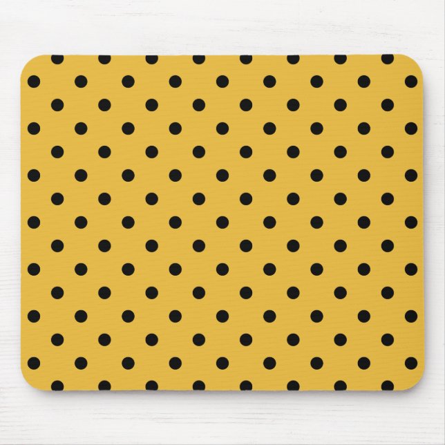 Retro Dots - Senf und Schwarze Mousepad (Vorne)
