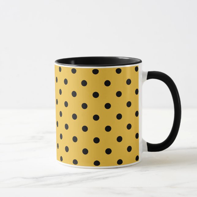 Retro Dots - Senf und schwarze Tasse (Rechts)