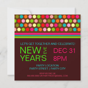 Retro Dots Silvester Party Einladung