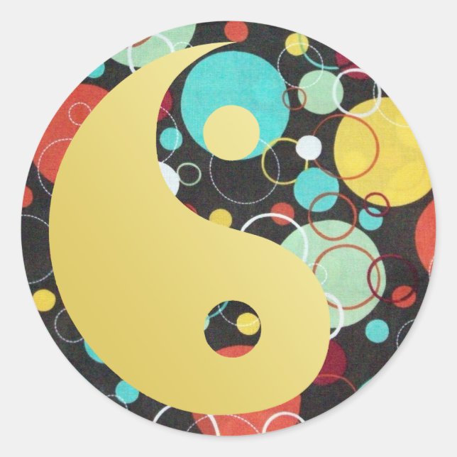 Retro Dots Yin und Yang Sticker (Vorderseite)