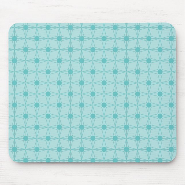 Retro Dotted Star Mousepad, Türkis Mousepad (Vorne)