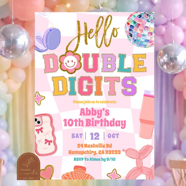 Retro Double Digits Patch Party Birthday Einladung (Von Creator hochgeladen)