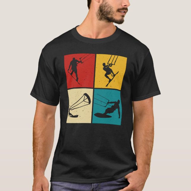 Retro Drachen Kitesurfen T-Shirt (Vorderseite)