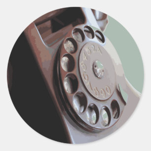 Retro-Drehwählscheibentelefon im Vintage-Design Runder Aufkleber