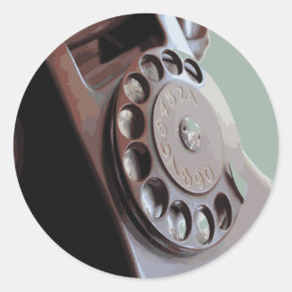 Retro-Drehwählscheibentelefon im Vintage-Design Runder Aufkleber