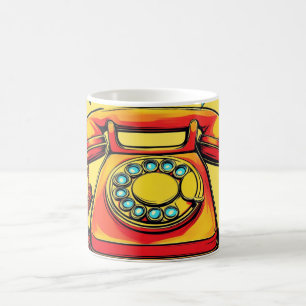 Retro-Drehwählscheibentelefon Pop Art Becher Farbi Kaffeetasse