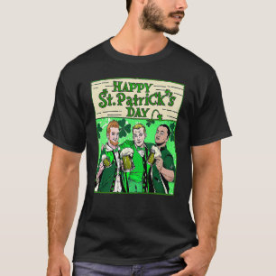 Retro drei fröhliche irische Männer trinken Bier i T-Shirt