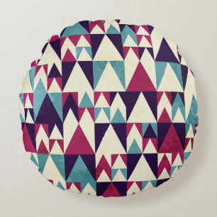 Retro Dreieck Geometrisches Nahtloses Muster Rundes Kissen