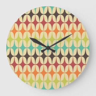Retro-Dreiecke: Geometrisches Muster Große Wanduhr