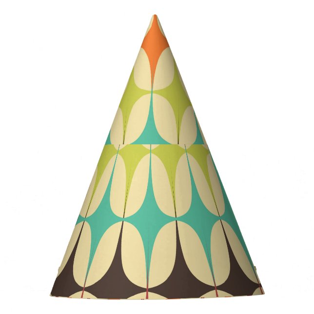 Retro-Dreiecke: Geometrisches Muster Partyhütchen (Vorderseite)