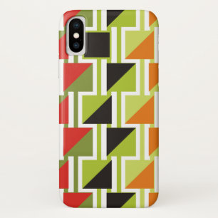Retro-Dreiecksmuster und grüne, schwarze Quadrate Case-Mate iPhone Hülle