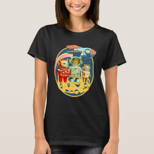 Retro Dressed Space Cat Stilvoll Vintag niedlich 3 T-Shirt