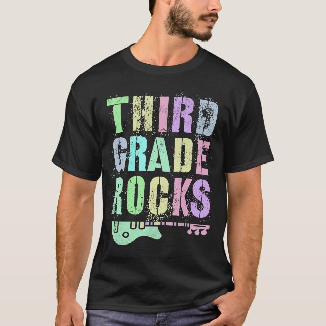 Retro DRITTE STUFE ROCKS Student Rockstar Lehrerin T-Shirt (Vorderseite)