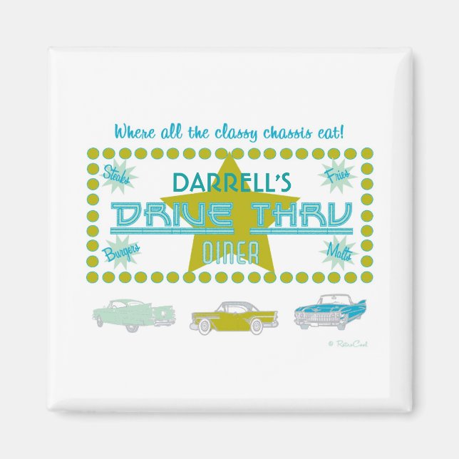 Retro Drive-Thru Diner (grn) Magnet (Vorne)