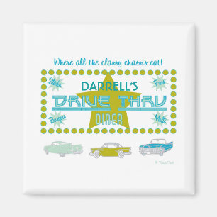 Retro Drive-Thru Diner (grün) Magnet