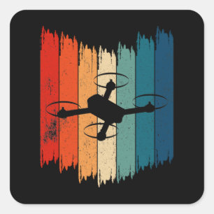 Retro-Drohnen Vintage-Drohnen Quadratischer Aufkleber