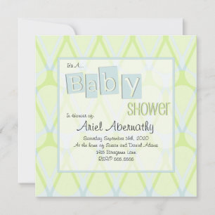 Retro Drop Baby Shower Einladungen - Blue & Green
