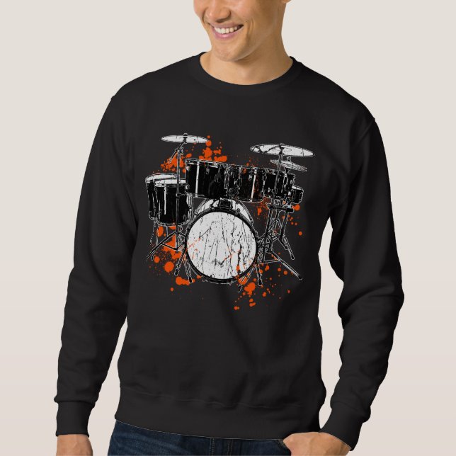 Retro Drum Set Music Drummer Sweatshirt (Vorderseite)