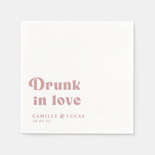 Retro Drunk In Love Personalized Napkins Serviette