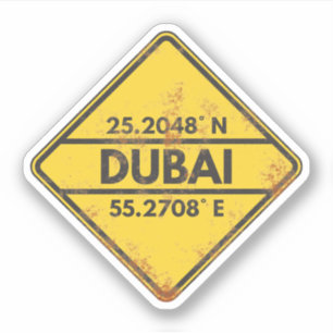 Retro Dubai koordiniert Rusty Metal Signature Stic Aufkleber