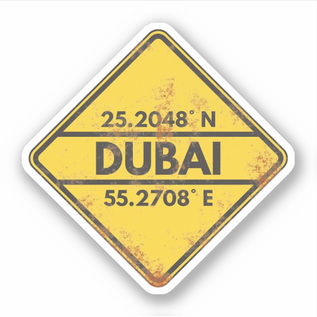 Retro Dubai koordiniert Rusty Metal Signature Stic Aufkleber (Vorderseite)