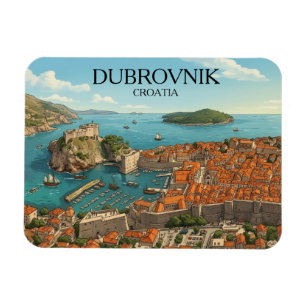 Retro Dubrovnik Kroatien Adria Küste Panoramablick Magnet