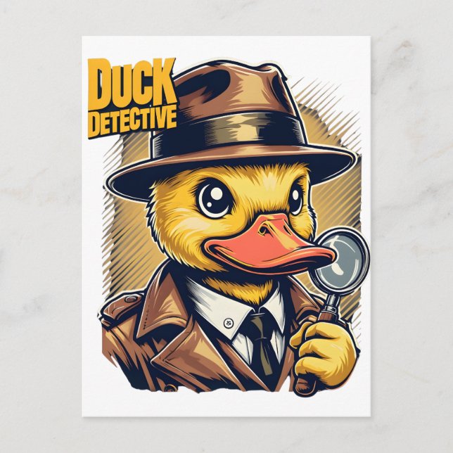 Retro Duck Detection on Yellow Faded Lines Postcar Postkarte (Vorderseite)