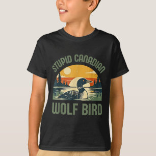 Retro dumme kanadische Wolf-Lunde-Illustration T-Shirt