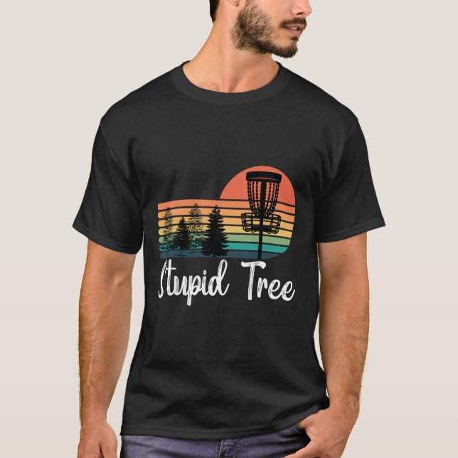 Retro Dummer Baum Disc Golf Spieler Lustiger Frisb T-Shirt (Vorderseite)