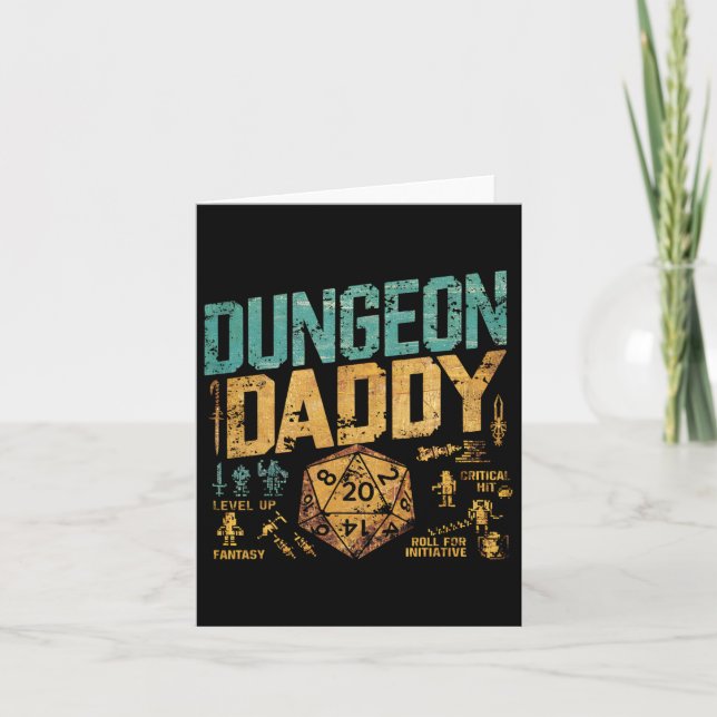 Retro Dungeon Daddy für Vater Karte (Vorderseite)
