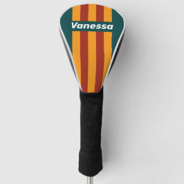 Retro Dunkel Türkis Splash Pin Streifen mit Namen Golf Headcover