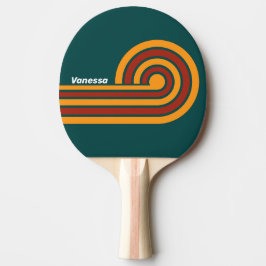 Retro Dunkel Türkis Spritzstreifen mit Namen Tischtennis Schläger