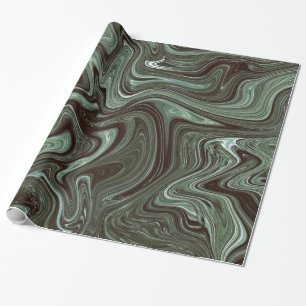 Retro Dunkelgrün Marmor Geschenkpapier