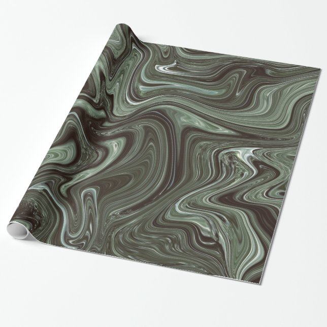 Retro Dunkelgrün Marmor Geschenkpapier (Ungerollt)