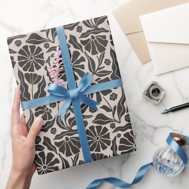 Retro Dunkle Daisy Geschenkpapier (Schenken)